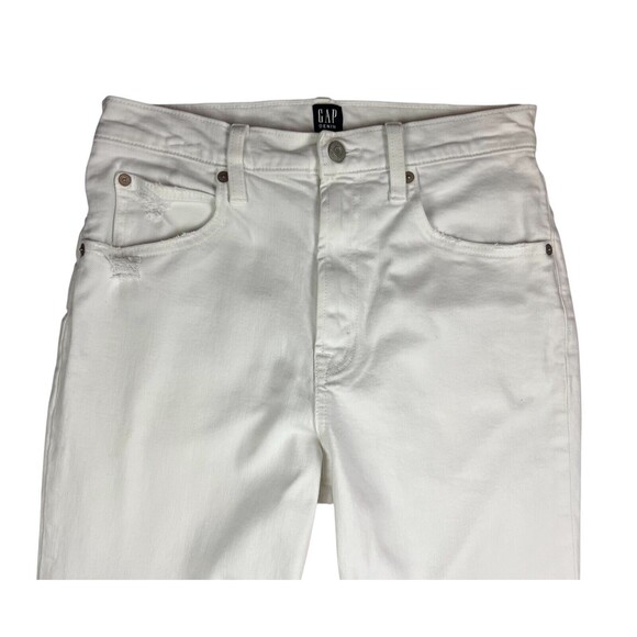Gap Denim Ankle Flare Jeans Women's Size 4t White Distressed Denim High Waist - Picture 4 of 15